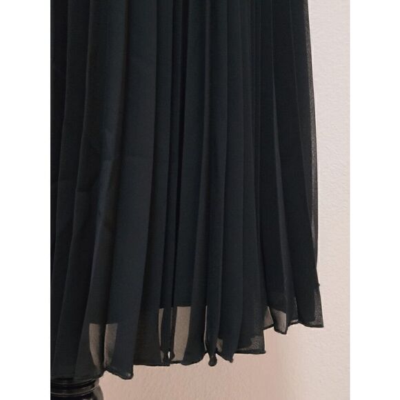 🖤 LAUNDRY BY SHELLI SEGAL Black Chiffon Sleeveless Pleated Dress SIZE 4 NWT - Picture 9 of 13